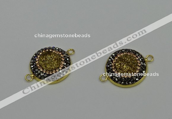 NGC5316 20mm - 22mm coin plated druzy agate connectors
