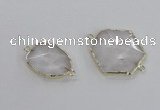 NGC552 18*25mm - 30*35mm freeform quartz gemstone connectors