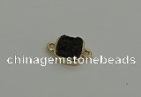 NGC5794 10*10mm square plated druzy agate connectors wholesale