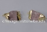NGC583 18*25mm - 22*30mm nuggets rose quartz gemstone connectors