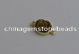 NGC5841 11*13mm oval plated druzy agate connectors wholesale