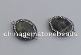 NGC5960 18*22mm faceted oval labradorite connectors wholesale