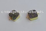 NGC5977 16*16mm square plated druzy agate connectors wholesale