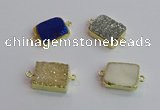 NGC5979 15*20mm rectangle plated druzy agate connectors wholesale