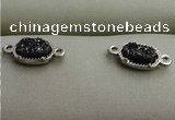 NGC6014 5*8mm oval plated druzy agate connectors wholesale
