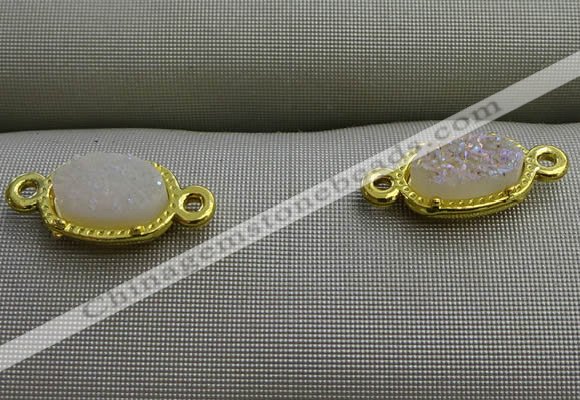 NGC6018 5*8mm oval plated druzy agate connectors wholesale