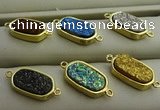 NGC6027 10*16mm oval plated druzy agate connectors wholesale