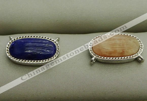 NGC6041 10*16mm oval mixed gemstone connectors wholesale