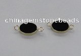 NGC717 13*18mm oval black agate gemstone connectors wholesale