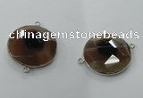 NGC82 31mm flat round agate gemstone connectors wholesale