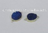 NGC864 15*20mm oval druzy agate gemstone connectors wholesale