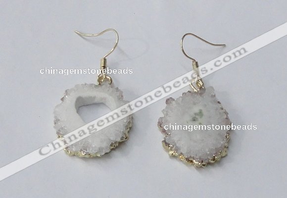 NGE128 18*20mm - 20*25mm freeform druzy agate gemstone earrings