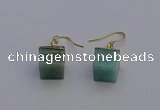 NGE5092 10*15mm cube amazonite gemstone earrings wholesale
