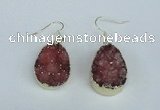NGE91 18*25mm teardrop druzy agate gemstone earrings wholesale