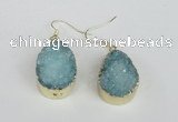 NGE92 18*25mm teardrop druzy agate gemstone earrings wholesale