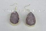 NGE95 20*30mm teardrop druzy agate gemstone earrings wholesale