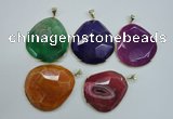 NGP1111 40*50 - 50*55mm freeform druzy agate pendants with brass setting