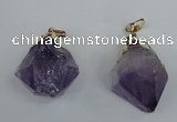 NGP1464 20*35mm - 25*40mm nuggets amethyst gemstone pendants