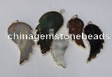 NGP1695 20*40mm - 35*70mm carved leaf agate gemstone pendants