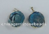 NGP1710 28*30mm - 30*32mm carved flower agate gemstone pendants