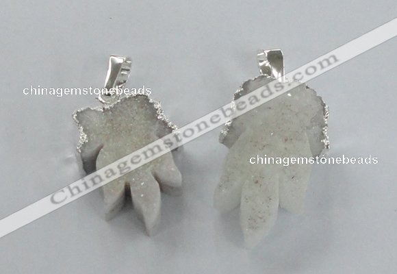 NGP1745 22*30mm - 25*35mm carved leaf druzy agate pendants