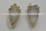 NGP1750 20*30mm - 25*50mm arrowhead druzy agate gemstone pendants
