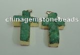NGP1877 30*45mm - 32*50mm cross druzy agate gemstone pendants