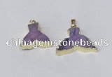 NGP2227 20*25mm - 22*30mm fishtail druzy agate gemstone pendants