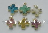 NGP2403 25*26mm - 27*28mm cross druzy agate pendants wholesale