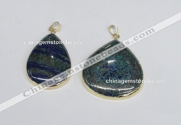 NGP2928 30*40mm - 35*40mm flat teardrop chrysocolla pendants