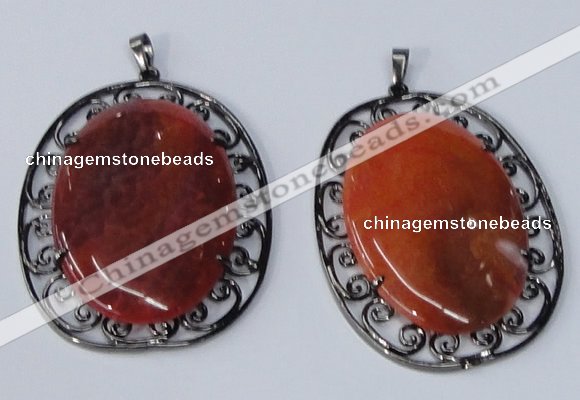 NGP2971 50*60mm oval agate gemstone pendants wholesale