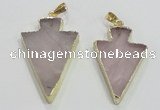 NGP3038 20*35mm – 25*40mm arrowhead rose quartz pendants