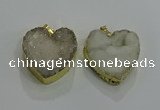 NGP3047 30*30mm heart druzy agate gemstone pendants