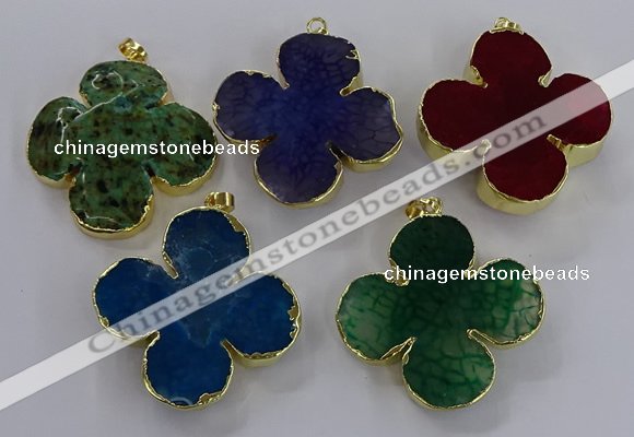 NGP3340 43*45mm - 45*47mm flower agate gemstone pendants