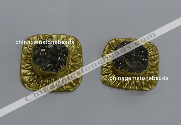 NGP3355 30*30mm - 32*32mm square druzy agate gemstone pendants