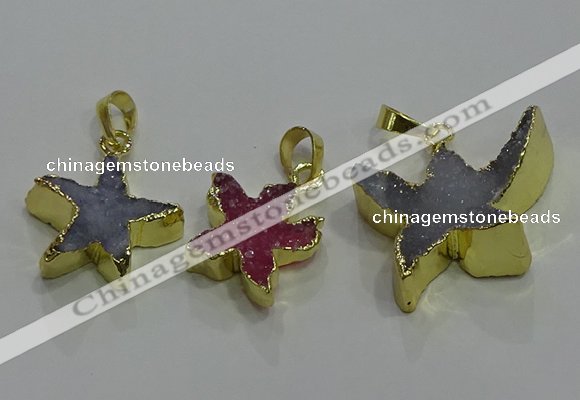 NGP3433 16*16mm - 20*20mm star druzy agate gemstone pendants