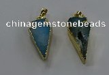 NGP3626 15*30mm - 20*40mm arrowhead druzy agate pendants