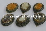NGP3694 35*45mm freeform plated druzy agate gemstone pendants