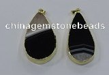 NGP3926 25*50mm - 30*55mm flat teardrop druzy agate pendants