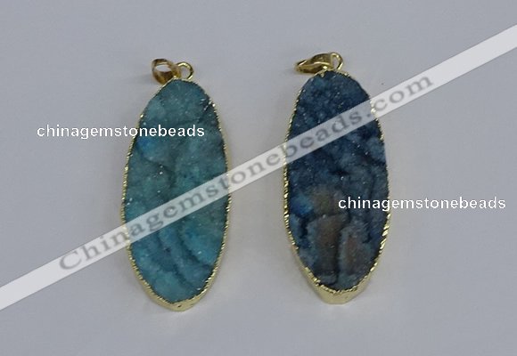 NGP3966 22*45mm - 25*50mm oval druzy agate pendants wholesale