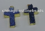 NGP4178 30*48mm - 32*50mm cross druzy quartz pendants wholesale