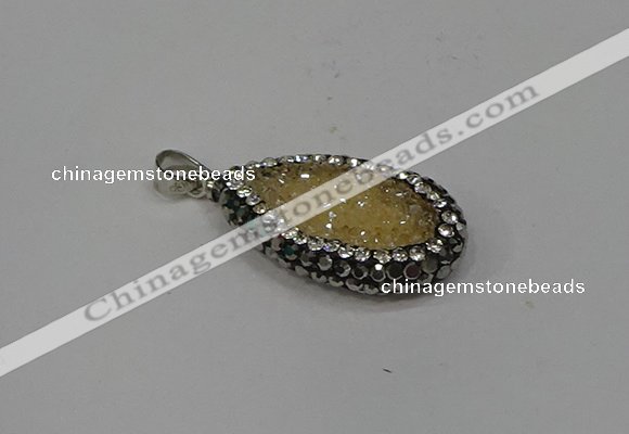 NGP4267 14*23mm flat teardrop plated quartz pendants wholesale