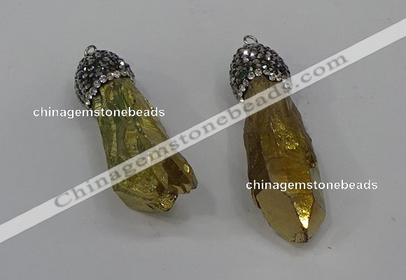 NGP4295 10*30mm - 15*45mmmm nuggets plated quartz pendants