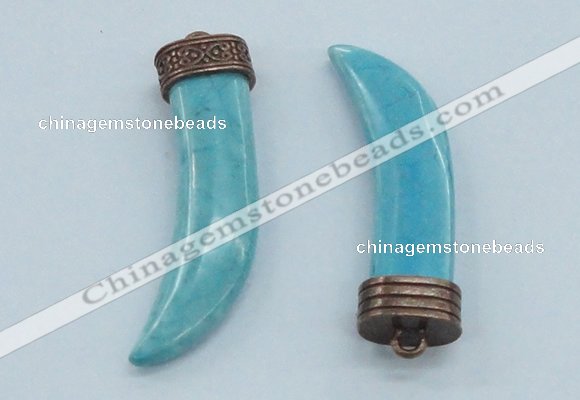 NGP4527 15*55mm - 15*60mm horn blue turquoise pendants wholesale