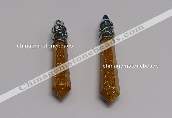 NGP5424 10*65mm sticks brown goldstone pendants wholesale