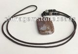 NGP5696 Agate rectangle pendant with nylon cord necklace