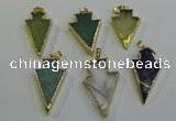 NGP6068 20*40mm - 25*45mm arrowhead mixed gemstone pendants