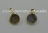 NGP6076 14mm - 15mm flat round druzy agate pendants