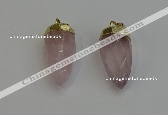 NGP6236 12*28mm - 15*30mm faceted bullet rose quartz pendants