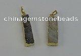 NGP6497 9*35mm - 10*30mm rectangle plated druzy agate pendants
